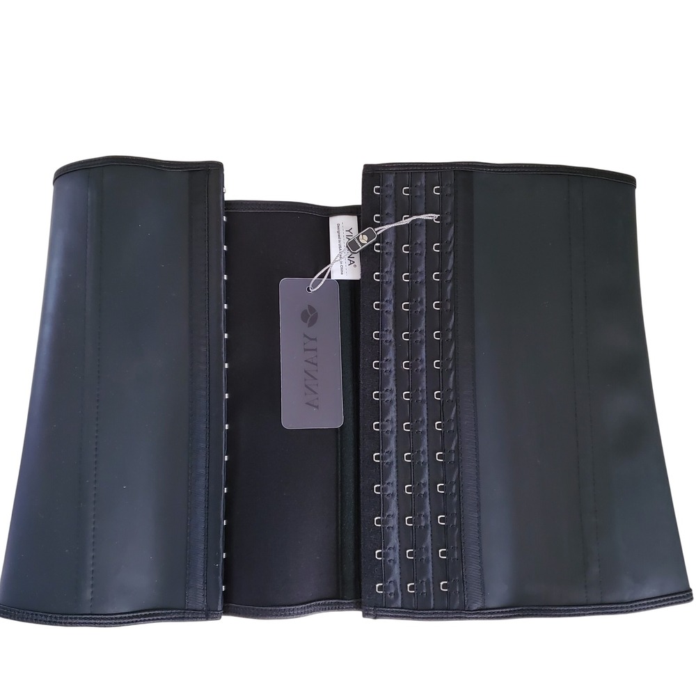 YIANNA Women Waist Trainer Latex Underbust Corset Black YA-U37G-Black-M Size M